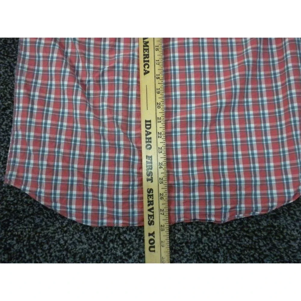 J‎ Crew Flex Washed Shirt Mens M Red Blue Plaid Slim Fit Button Down Ivy Preppy